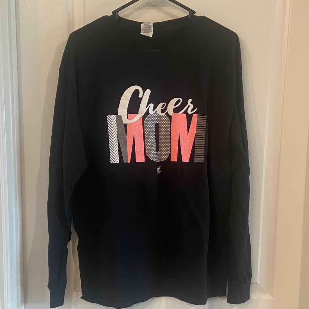Varsity Black and Pink Cheer Mom Long Sleeve Tee